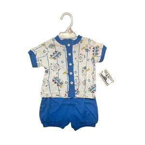Vintage Baby Basic Edition 2-piece set baseball print 3-6 months deadstock